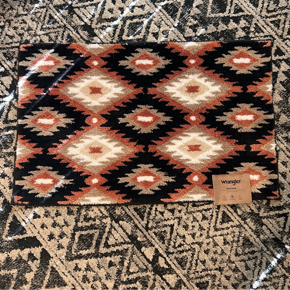 Wrangler Southwestern Door Mat - Black, Orange, Cream